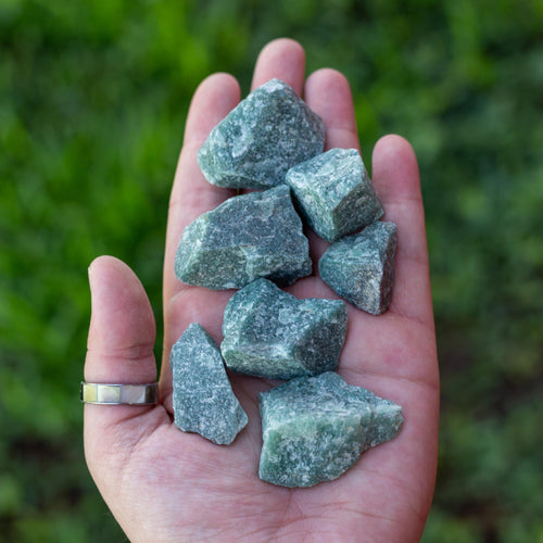 Green Quartz Raw in the Palm of a Hand - Down To Earth