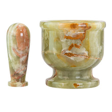 Load image into Gallery viewer, Green &amp; White 5" Mortar &amp; Pestle front facing on a white background - Down To Earth
