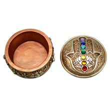 Load image into Gallery viewer, Hamsa Hand Box with Chakra Stones Open - Down To Earth
