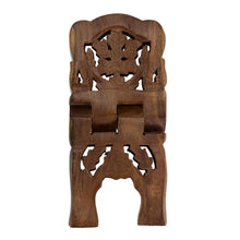 Load image into Gallery viewer, Hand Carved Wooden Book Holder closed front facing displayed on a white background - Down To Earth

