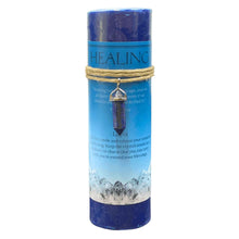 Load image into Gallery viewer, Healing Lapis Lazuli Crystal Energy Pillar Candle - Down To Earth
