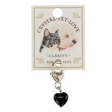 Load image into Gallery viewer, Crystal Heart Pet Pendant Obsidian Clarity with info card on a white background - Down to Earth
