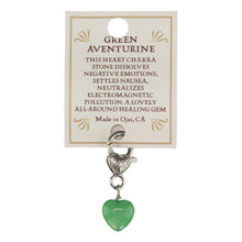 Load image into Gallery viewer, Crystal Heart Pet Pendant Green Aventurine Healing with info back of card on a white background - Down to Earth

