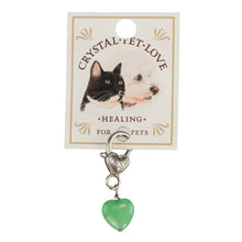 Load image into Gallery viewer, Crystal Heart Pet Pendant Green Aventurine Healing with info on a white background - Down to Earth
