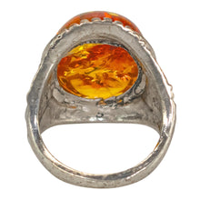 Load image into Gallery viewer, Honey Amber Oval Ring Back side displayed on a white background - Down To Earth
