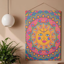 Load image into Gallery viewer, Kaleidoscope Sun Tapestry hanging on wall - Down to Earth 
