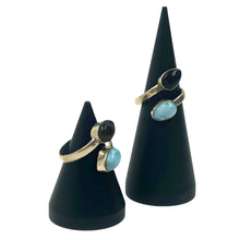 Load image into Gallery viewer, Larimar &amp; Amber Sterling Silver Rings - Down To Earth
