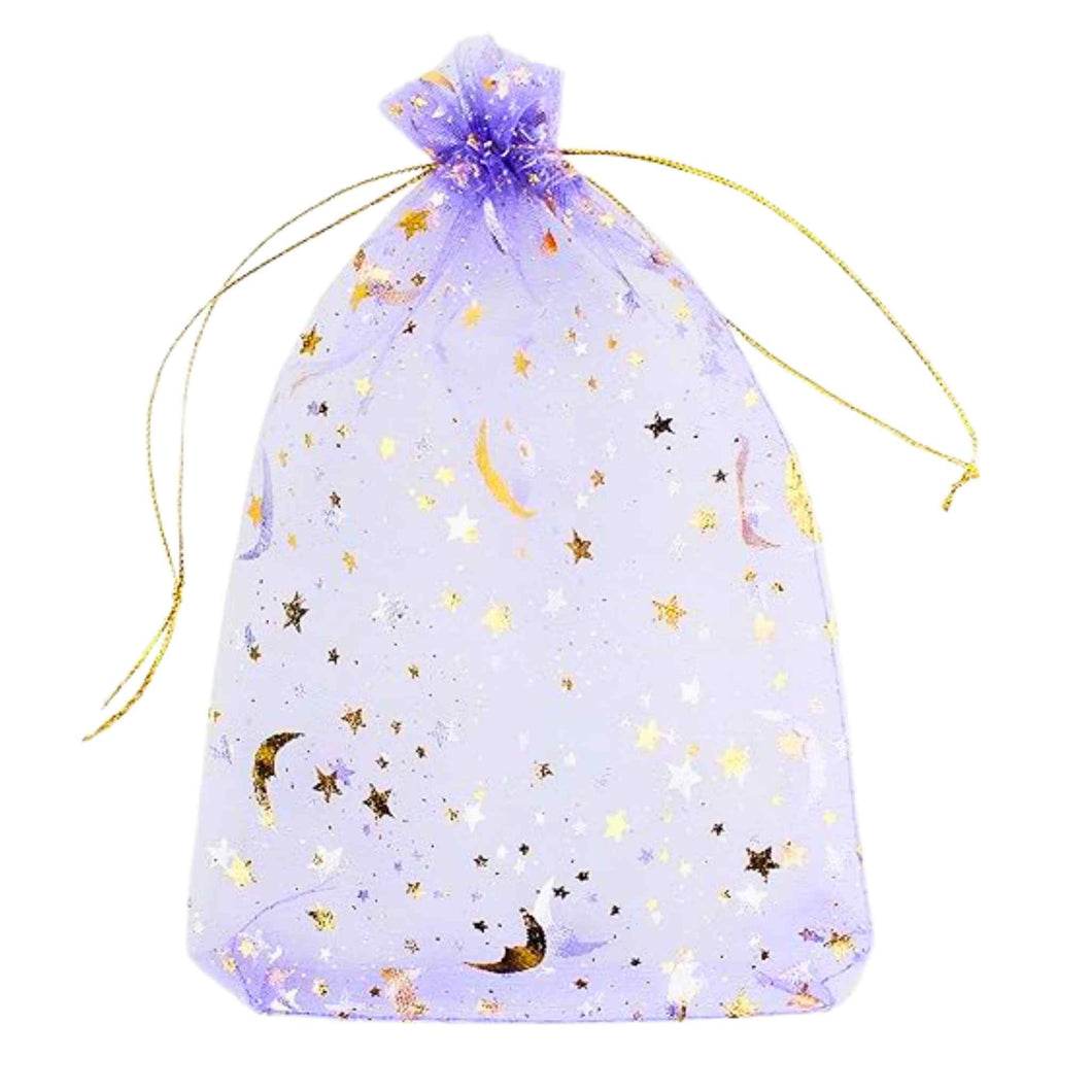 Lavender 4x6 Star and Moon Organza Bag - Down To Earth
