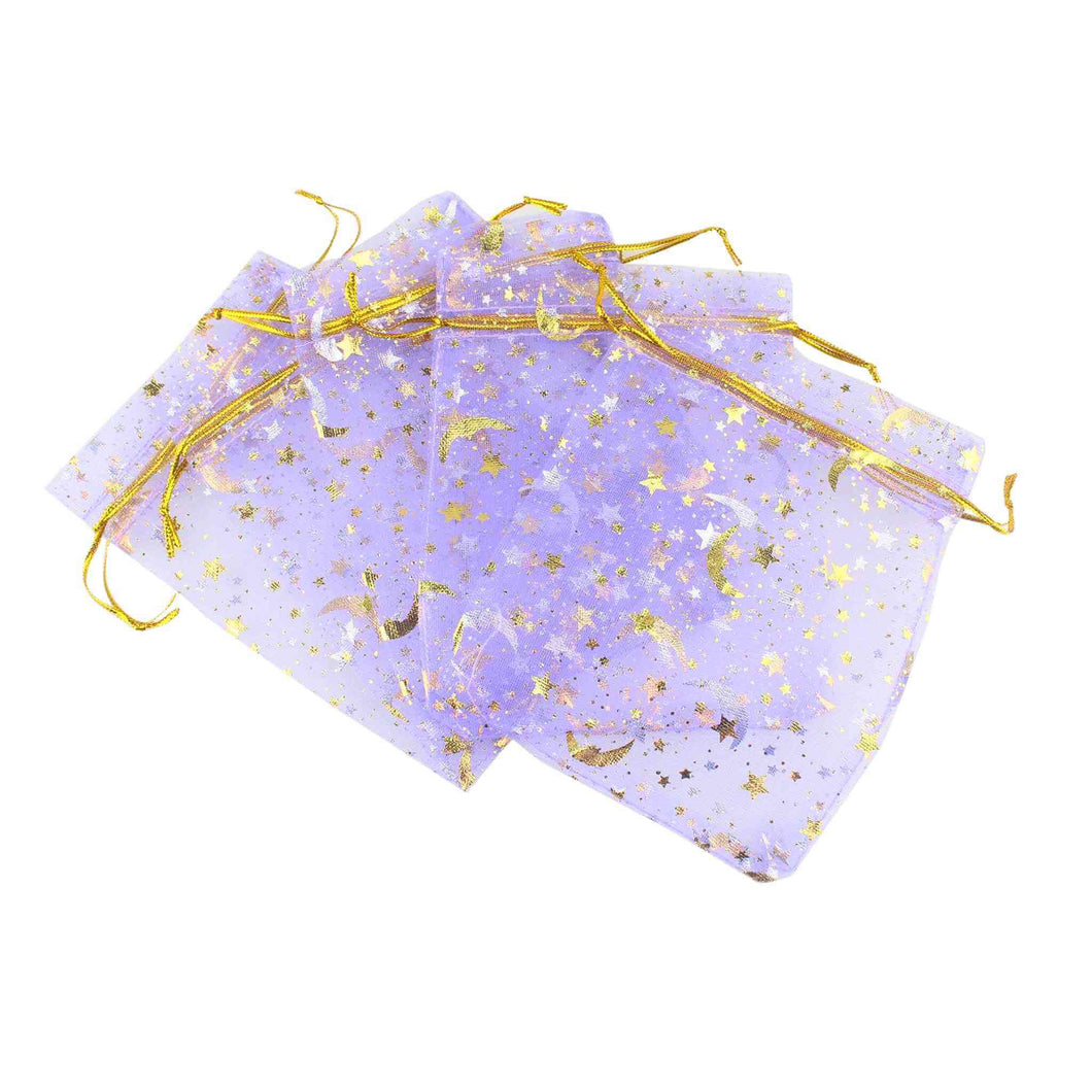 Lavender 4x6 Star and Moon Organza Bags 10pk - Down To Earth
