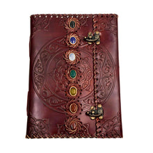 Load image into Gallery viewer, Leather Chakra Stone Journal Front - Down To Earth
