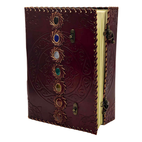 Leather Chakra Stone Journal - Down To Earth