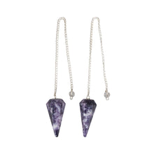 Load image into Gallery viewer, Lepidolite Pendulum on a white background - Down to Earth 
