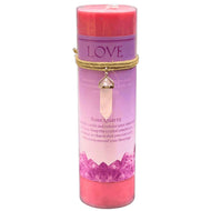 Love Rose Quartz Crystal Energy Pillar Candle - Down To Earth