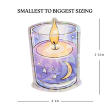 Load image into Gallery viewer, Magical Holographic Stickers displayed on a white background showcasing sizing - Down to Earth 

