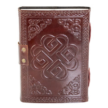 Load image into Gallery viewer, Moon Goddess Leather Journal back facing on a white background - Down To Earth
