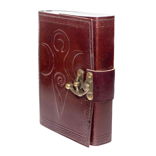 Maiden Mother Moon Leather Journal with Lock - Down To Earth