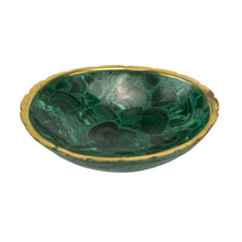 Load image into Gallery viewer, Malachite Round Bowl top angled white background - Down To Earth
