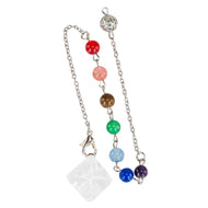 Clear Quartz Obsidian Merkaba Pendulum on a white background - Down To Earth