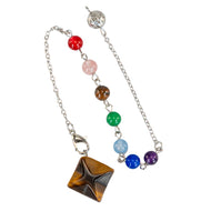 Tiger's Eye Merkaba Pendulum on a white background - Down To Earth