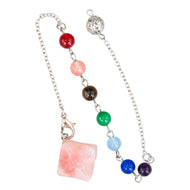 Rose Quartz Merkaba Pendulum on a white background - Down To Earth
