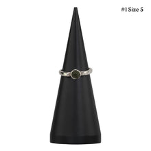 Load image into Gallery viewer, Moldavite Ring #1 size 5 displayed on a white background - Down to Earth
