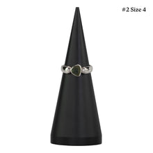 Load image into Gallery viewer, Moldavite Ring #2 size 4 displayed on a white background - Down to Earth
