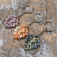 Monstera Leaf Resin Keychain Styled - Down To Earth