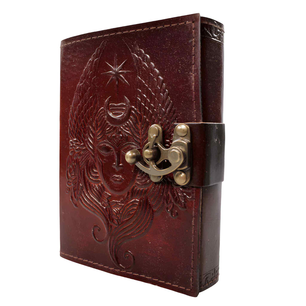 Moon Goddess Leather Journal Skewed - Down To Earth