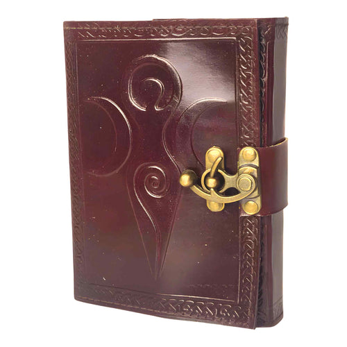 Moon & Fertility Goddess Leather Journal Skewed - Down To Earth