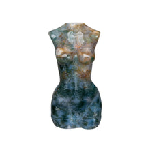 Load image into Gallery viewer, Moss Agate Crystal Goddess Torso Front - Down To Earth
