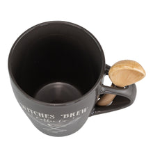 Load image into Gallery viewer, Mug Spoon Set Witches Coffee Top Angled White Background - Down To Earth
