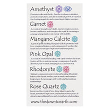 Load image into Gallery viewer, Love Crystal Kit Info Card on a white background - Down to Earth
