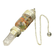 Load image into Gallery viewer, Orgone Energy Chakra Pendulum with Rose Quartz sphere and Point Side View - Down To Earth
