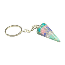 Load image into Gallery viewer, Orgonite Pendulum Keychain Teal Colors - Down To Earth
