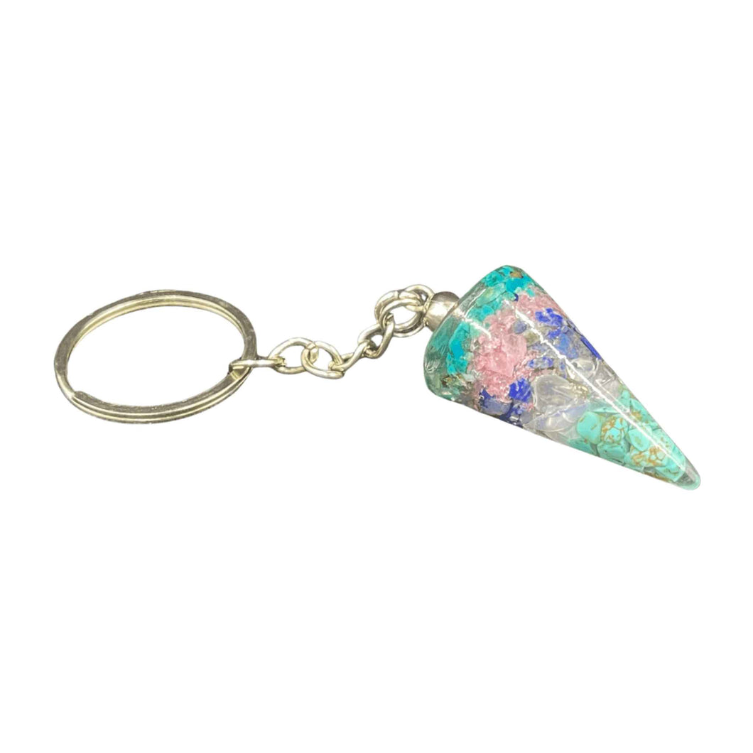 Orgonite Pendulum Keychain Teal Colors - Down To Earth