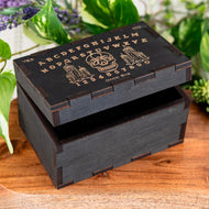Ouija Trinket Box on a wooden surface - Down to Earth