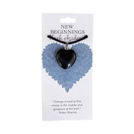 Black Obsidian representing New Beginnings Crystal Heart Necklace Pendant - Down To Earth