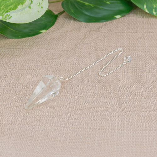 Clear Quartz Faceted Pendulum - Down To Earth