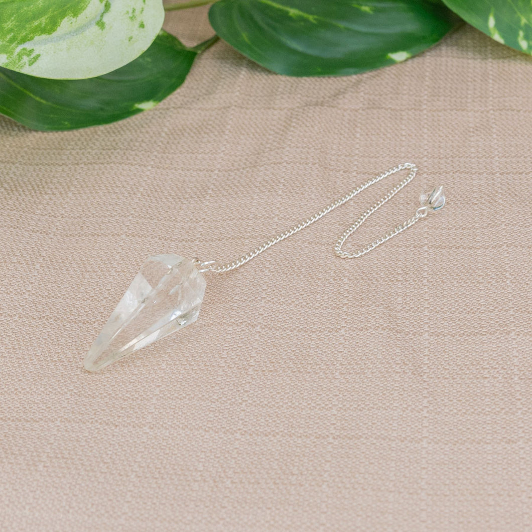 Clear Quartz Faceted Pendulum - Down To Earth