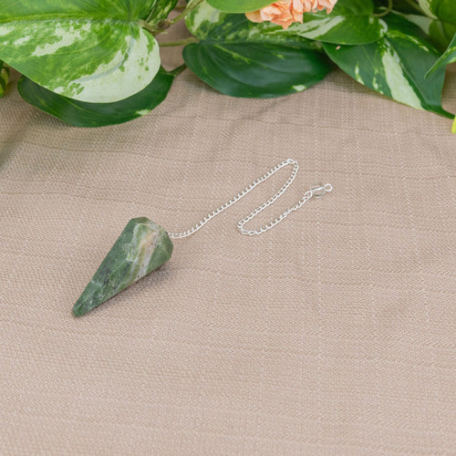 Green Jade Faceted Pendulum - Down To Earth