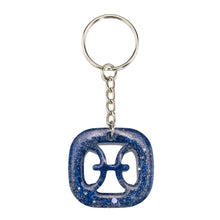 Load image into Gallery viewer, Pisces Glitter Resin Keychain on a white background - Down To Earth
