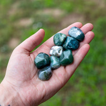 Load image into Gallery viewer, Polished Green Moss Agate in the Palm of a Hand - Down To Earth
