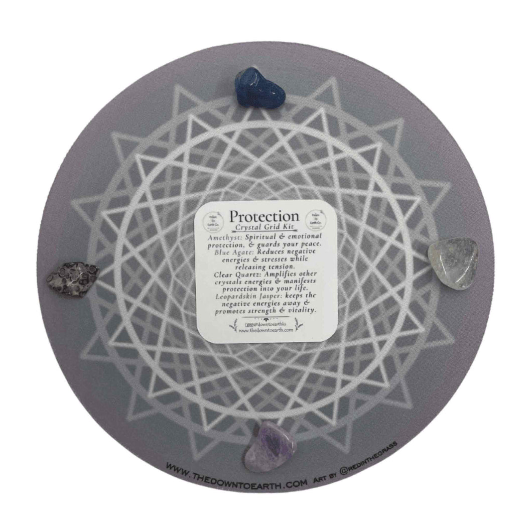 Protection Crystal Grid Kit Laid Out - Down To Earth
