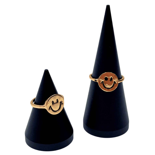 Pure Positivity Gold Happy Face Rings - Down To Earth