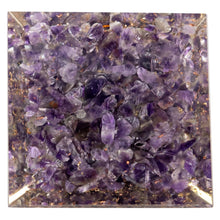 Load image into Gallery viewer, Orgonite Crystal Pyramid Amethyst bottom side  - Down to Earth
