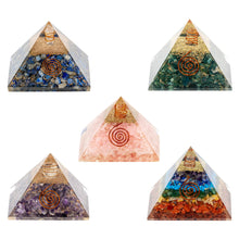 Load image into Gallery viewer, Orgonite Crystal Pyramid group photo on a white background - Down to Earth
