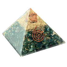 Load image into Gallery viewer, Orgonite Crystal Pyramid Bloodstone side angle - Down to Earth

