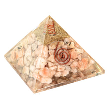 Load image into Gallery viewer, Orgonite Crystal Pyramid Sunstone side angle - Down to Earth
