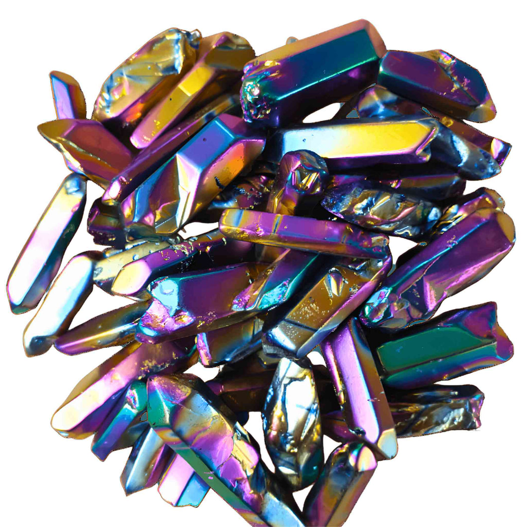 Rainbow Aura Quartz Crystal Points - Down To Earth