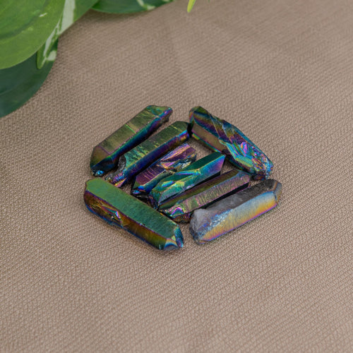 Rainbow Aura Quartz Points - Down To Earth